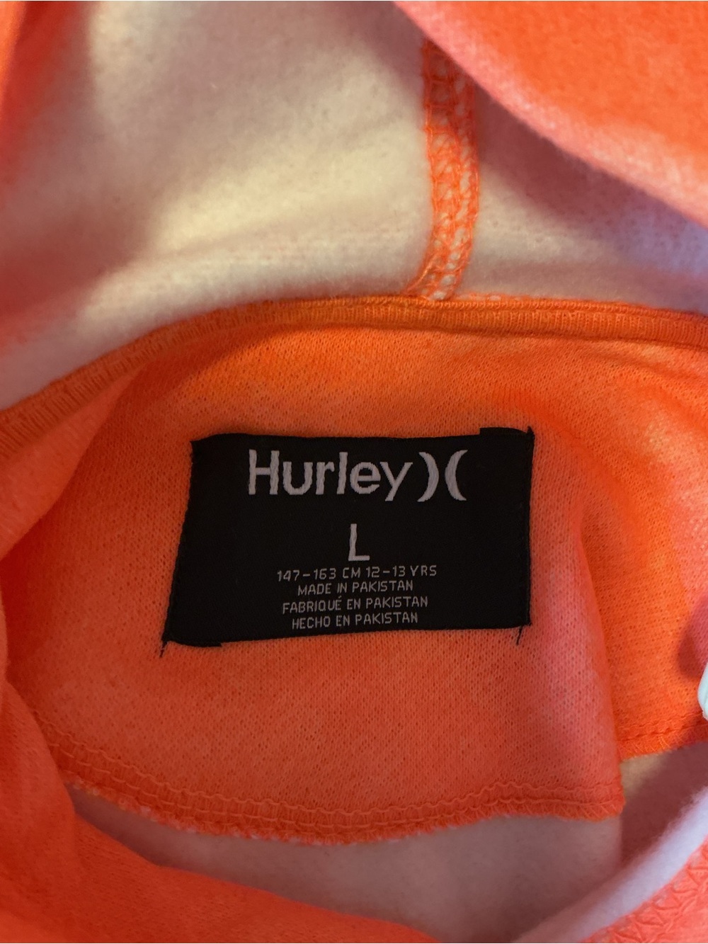 NWT Hurley Bright Orange Hoodie Pullover with Black Logo size Youth (12-13yrs) - Picture 3 of 5